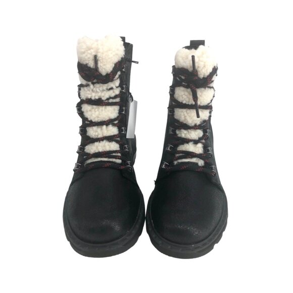 Sorel Winter Boots Sz 7 Lennox Lace Cozy Waterproof Black/Nocturnal Red New - Picture 2 of 9